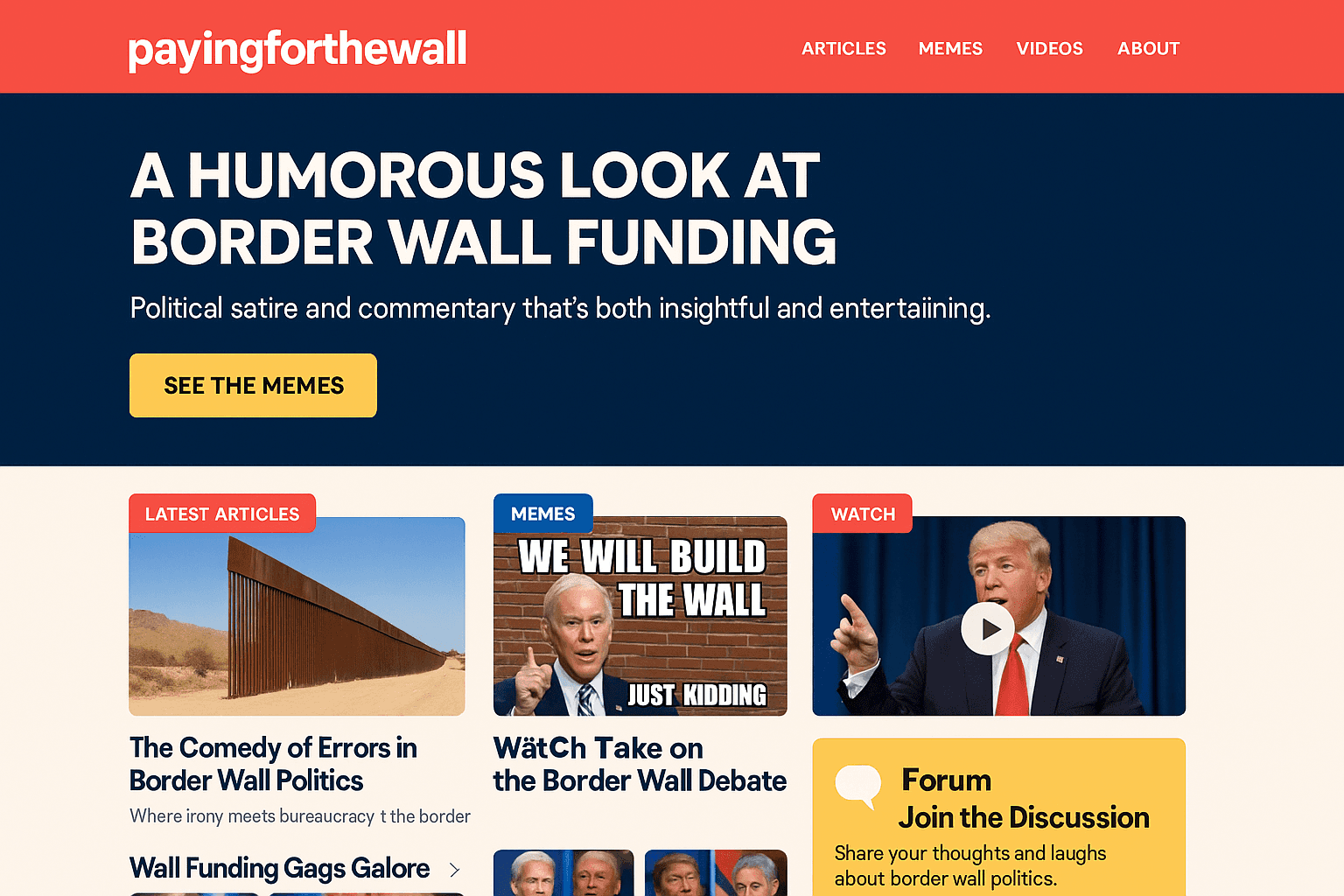 payingforthewall.com website mockup